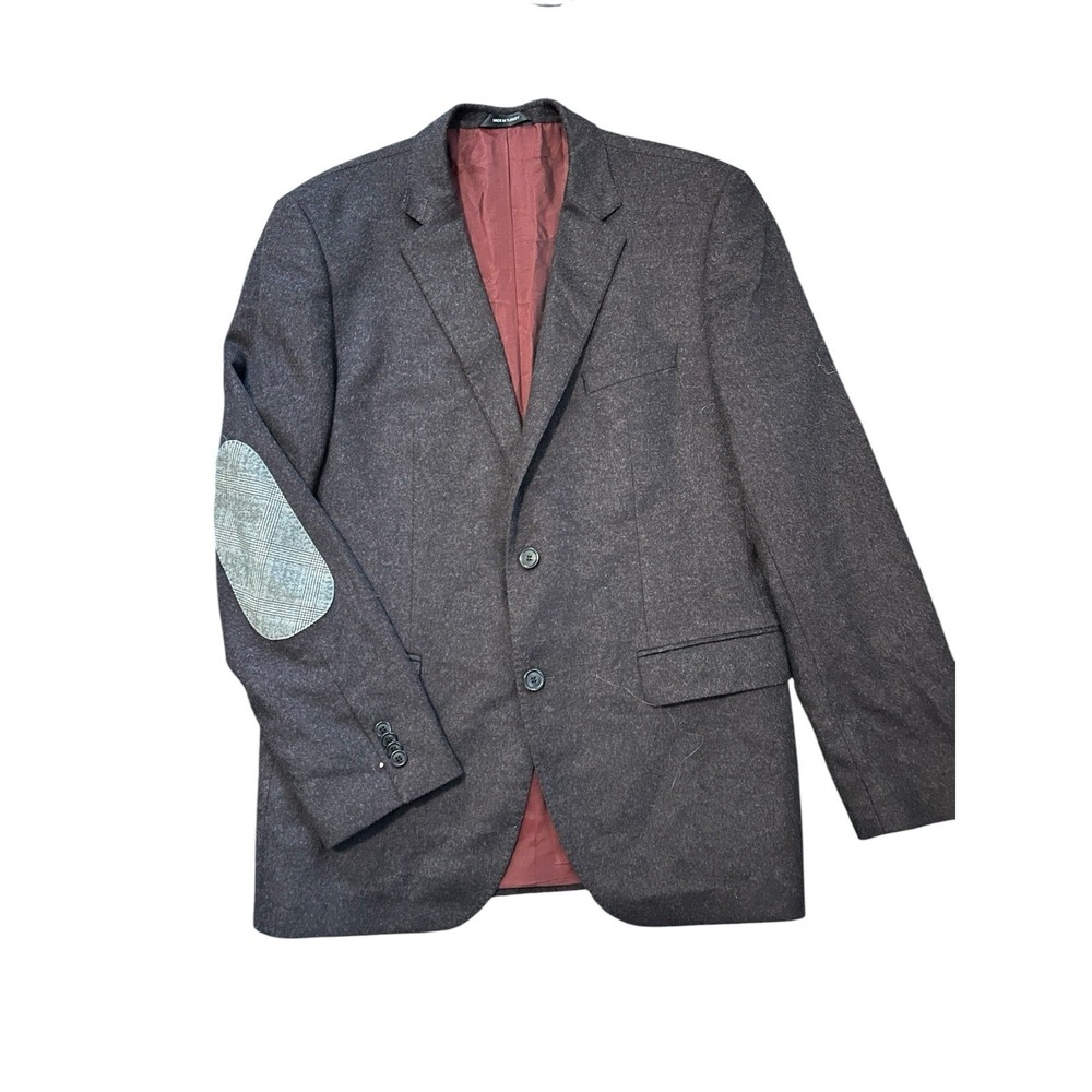 Hugo Boss "The Smith 2" WoolBlend Tweed Sport Coat Brown Plaid Elbow Patch 42R